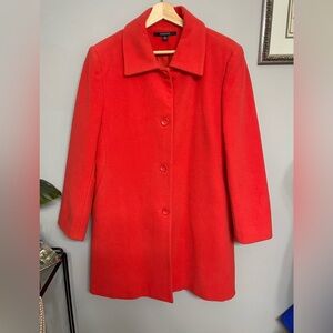 Classic Orange Wool Blend, Fully Lined, Point Collar, Single Breasted Coat 12P